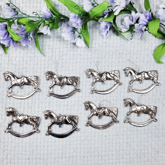 The Christmas Shoppe Silverplate Rocking Horse Ornaments Vintage 1980's Holiday - Picture 3 of 5
